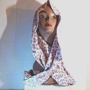 Pink and Gray Leopard Print Infinity Scarf